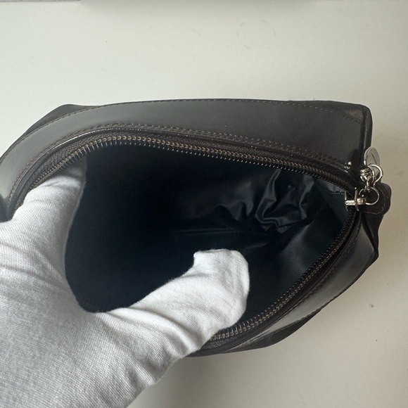 Salvatore Ferragamo Canvas Nylon & Leather Brown Cosmetic Toiletry Travel Pouch - Picture 8 of 10